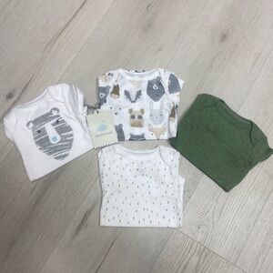 Cloud Island White and Green Animal Bodysuits